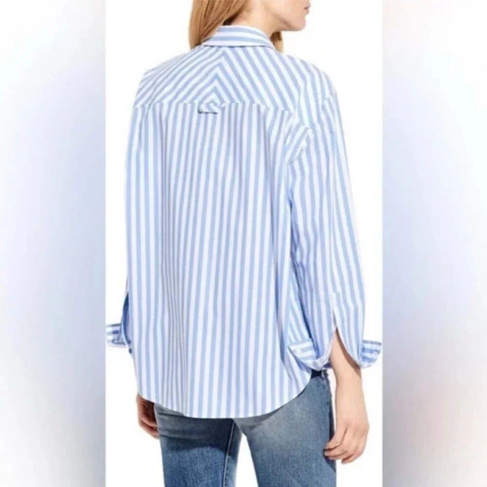 NWOT AYR The Deep End Button Down Shirt Large Blue/White Stripes - Picture 6 of 16